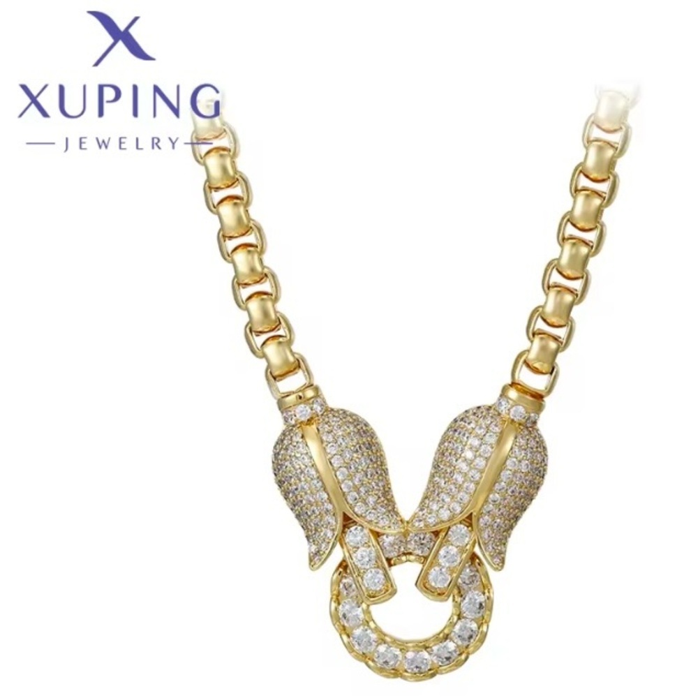 New Necklace 18k yellow gold filled | tulip cubic zirconia 18”. With box - Picture 6 of 9
